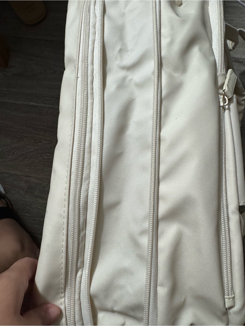 BEIS Cream Laptop Backpack with Front Pocket and Gold Logo - Picture 5 of 9
